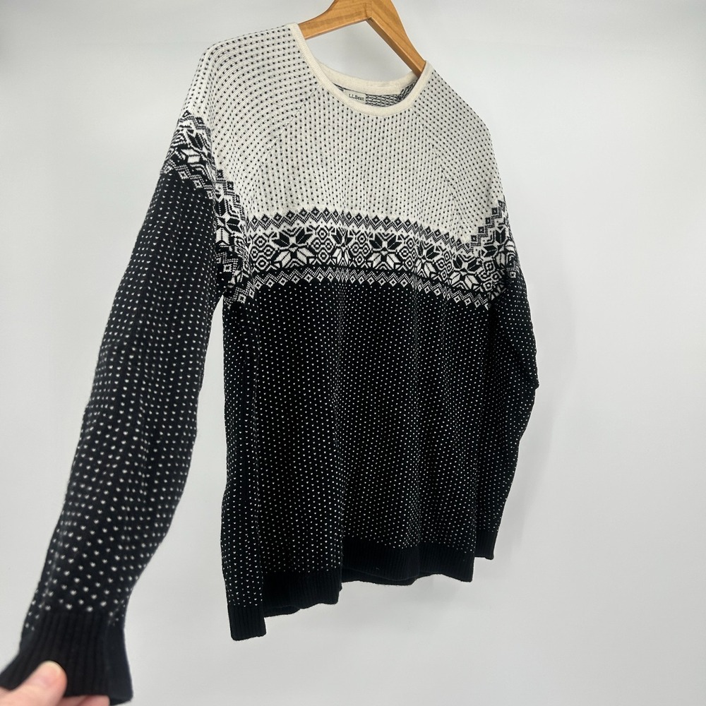 LL Bean Nordic Fair Isle Birdseye Cashmere Sweater Womens L Apres Soft
